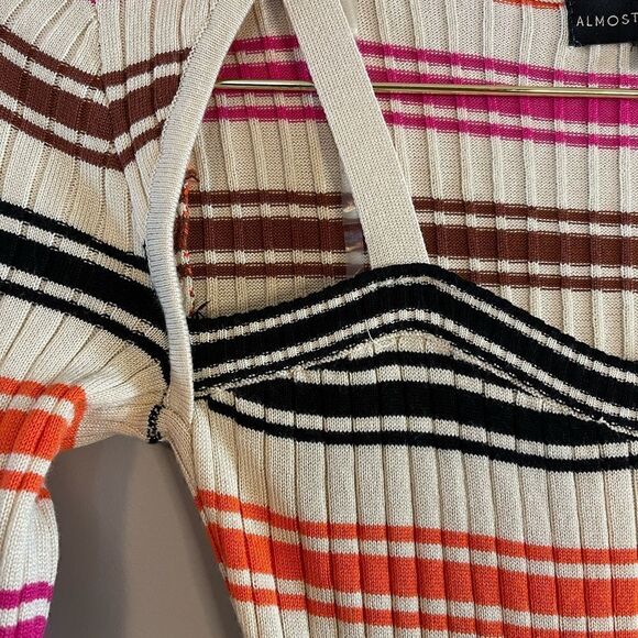 Almost Famous Striped Knit Tank Long Sleeve Midi Dress | SZ S - Picture 6 of 8